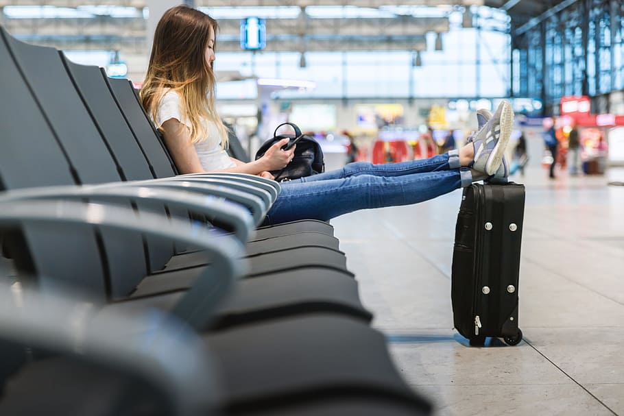 female on the airport